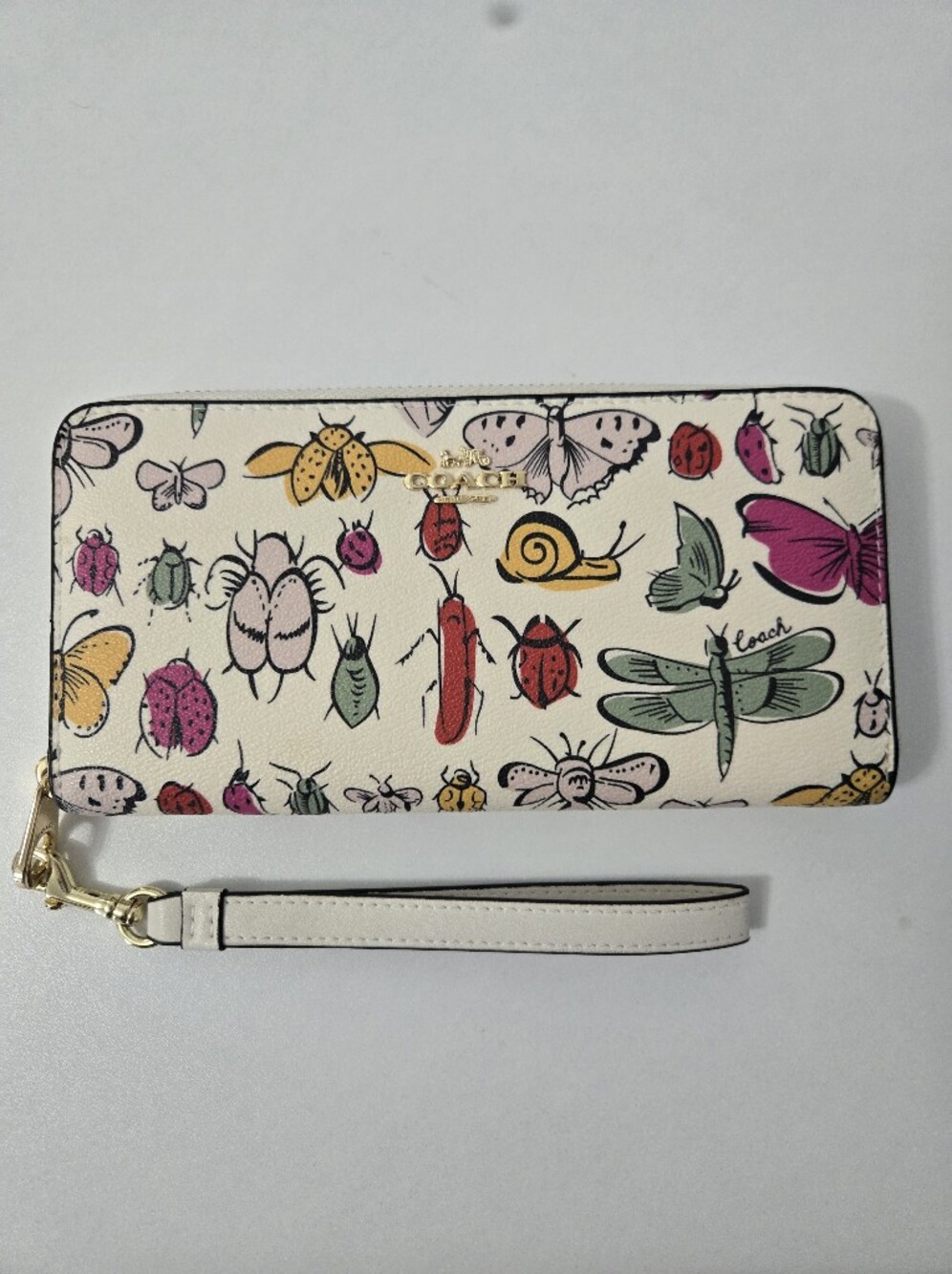 Coach Zip Around Wallet With Insect/Bug Print - Like New